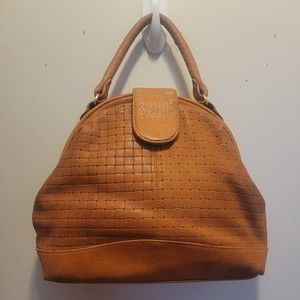 A & W Leather Duck Logo Brown Small Handbag